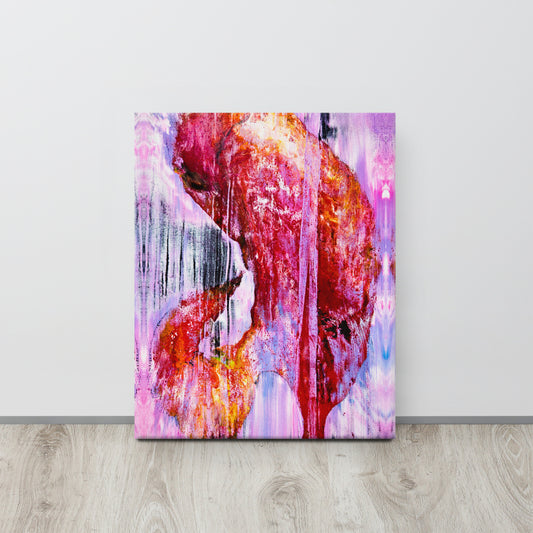 NightOwl Studio Abstract Wall Art, Pink Rain, Boho Living Room, Bedroom, Office, and Home Decor, Premium Canvas with Wooden Frame, Acrylic Painting Reproduction, 16” x 20”