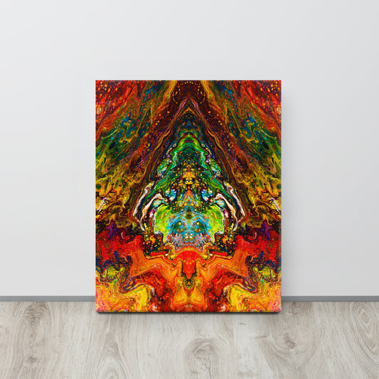 NightOwl Studio Abstract Wall Art, Psychedelic Something, Boho Living Room, Bedroom, Office, and Home Decor, Premium Canvas with Wooden Frame, Acrylic Painting Reproduction, 16” x 20”