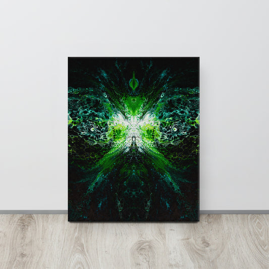 NightOwl Studio Abstract Wall Art, Green Lantern, Boho Living Room, Bedroom, Office, and Home Decor, Premium Canvas with Wooden Frame, Acrylic Painting Reproduction, 16” x 20”
