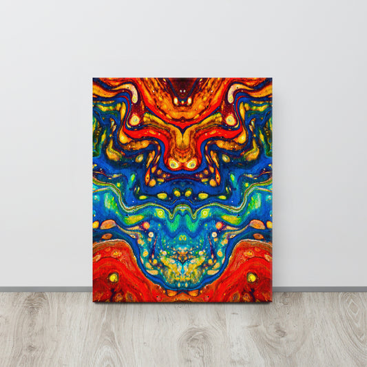 NightOwl Studio Abstract Wall Art, Color Dragon, Boho Living Room, Bedroom, Office, and Home Decor, Premium Canvas with Wooden Frame, Acrylic Painting Reproduction, 16” x 20”
