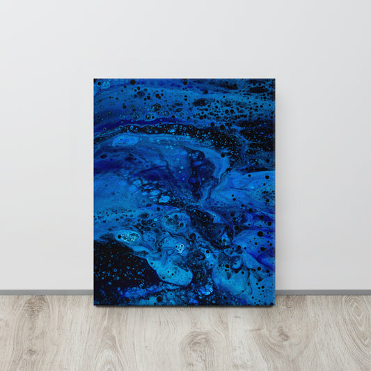 NightOwl Studio Abstract Wall Art, Blue Abyss, Boho Living Room, Bedroom, Office, and Home Decor, Premium Canvas with Wooden Frame, Acrylic Painting Reproduction, 16” x 20”
