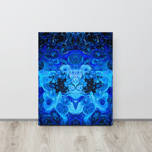 NightOwl Studio Abstract Wall Art, Blue Bliss, Boho Living Room, Bedroom, Office, and Home Decor, Premium Canvas with Wooden Frame, Acrylic Painting Reproduction, 16” x 20”