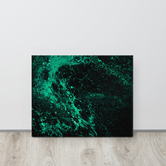 NightOwl Studio Abstract Wall Art, Green Tide, Boho Living Room, Bedroom, Office, and Home Decor, Premium Canvas with Wooden Frame, Acrylic Painting Reproduction, 16” x 20”