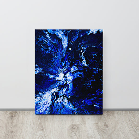 NightOwl Studio Abstract Wall Art, Blue Burst, Boho Living Room, Bedroom, Office, and Home Decor, Premium Canvas with Wooden Frame, Acrylic Painting Reproduction, 16” x 20”