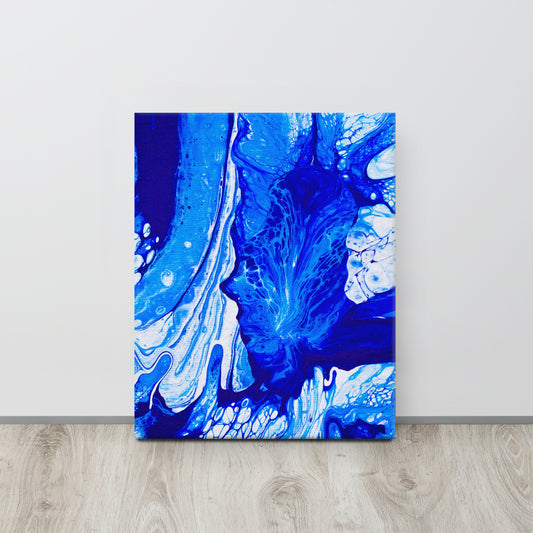 NightOwl Studio Abstract Wall Art, Ms. Blue, Boho Living Room, Bedroom, Office, and Home Decor, Premium Canvas with Wooden Frame, Acrylic Painting Reproduction, 16” x 20”
