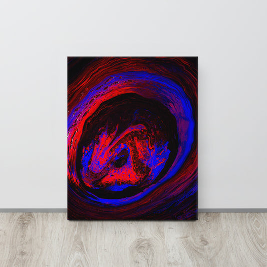 NightOwl Studio Abstract Wall Art, Red Vortex, Boho Living Room, Bedroom, Office, and Home Decor, Premium Canvas with Wooden Frame, Acrylic Painting Reproduction, 16” x 20”