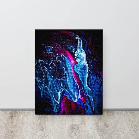 NightOwl Studio Abstract Wall Art, Blue Liquid, Boho Living Room, Bedroom, Office, and Home Decor, Premium Canvas with Wooden Frame, Acrylic Painting Reproduction, 16” x 20”