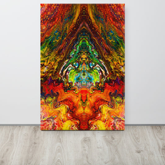 NightOwl Studio Abstract Wall Art, Psychedelic Something, Boho Living Room, Bedroom, Office, and Home Decor, Premium Canvas with Wooden Frame, Acrylic Painting Reproduction, 24” x 36”