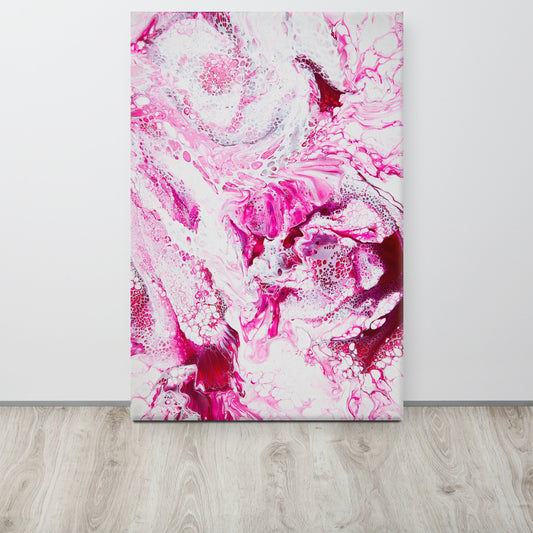 NightOwl Studio Abstract Wall Art, Pink Distortion, Boho Living Room, Bedroom, Office, and Home Decor, Premium Canvas with Wooden Frame, Acrylic Painting Reproduction, 24” x 36”