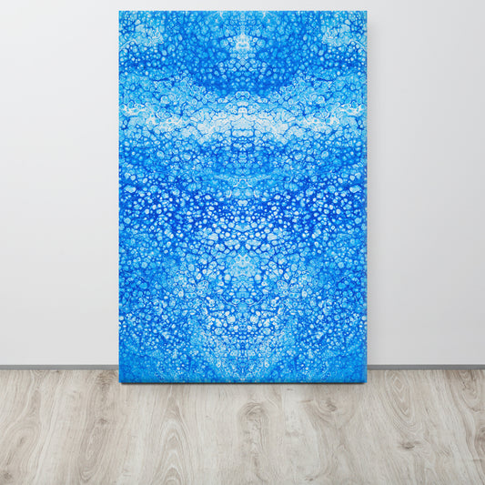 NightOwl Studio Abstract Wall Art, Cryptic Blue, Boho Living Room, Bedroom, Office, and Home Decor, Premium Canvas with Wooden Frame, Acrylic Painting Reproduction, 24” x 36”