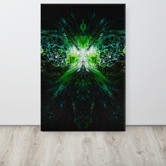 NightOwl Studio Abstract Wall Art, Green Lantern, Boho Living Room, Bedroom, Office, and Home Decor, Premium Canvas with Wooden Frame, Acrylic Painting Reproduction, 24” x 36”