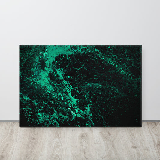 NightOwl Studio Abstract Wall Art, Green Tide, Boho Living Room, Bedroom, Office, and Home Decor, Premium Canvas with Wooden Frame, Acrylic Painting Reproduction, 24” x 36”