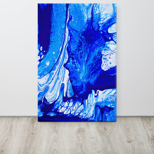 NightOwl Studio Abstract Wall Art, Ms Blue, Boho Living Room, Bedroom, Office, and Home Decor, Premium Canvas with Wooden Frame, Acrylic Painting Reproduction, 24” x 36”