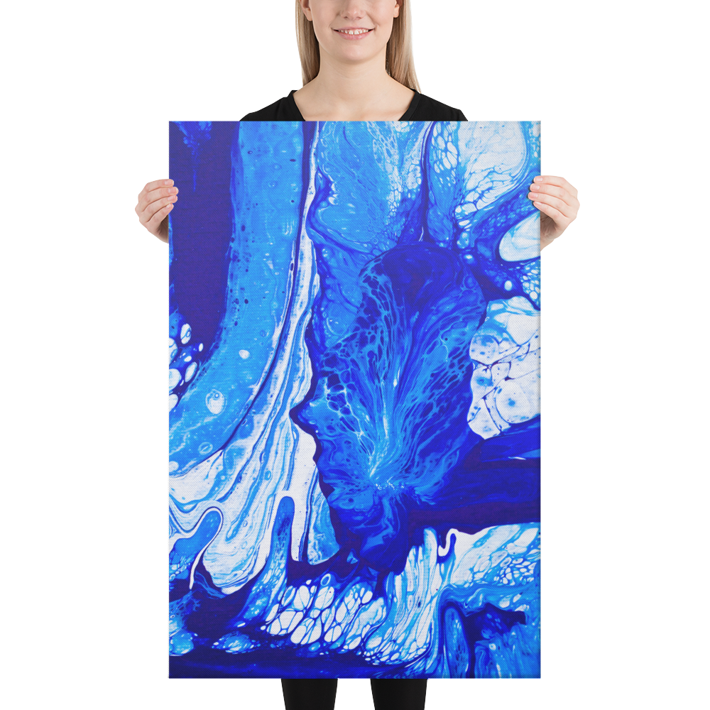 NightOwl Studio Abstract Wall Art, Ms Blue, Boho Living Room, Bedroom, Office, and Home Decor, Premium Canvas with Wooden Frame, Acrylic Painting Reproduction, 24” x 36”