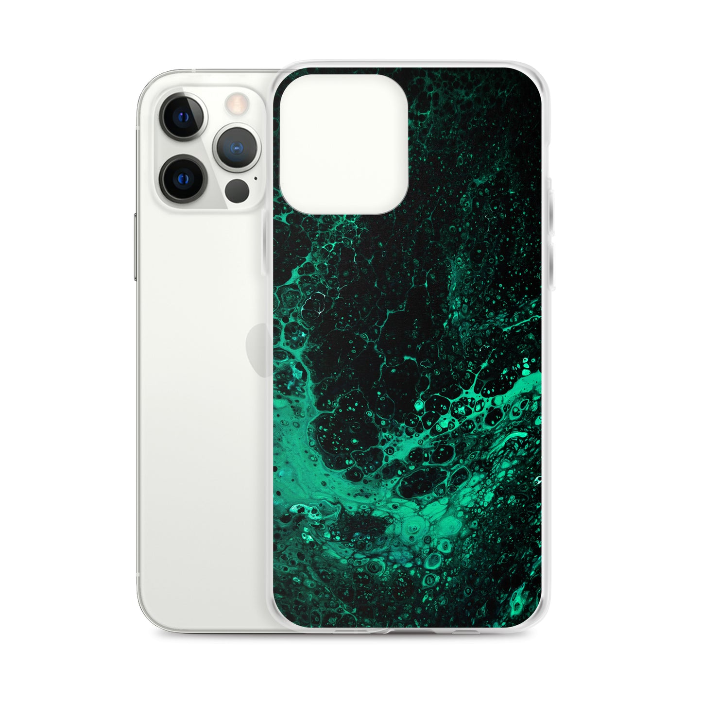 NightOwl Studio Custom Phone Case Compatible with iPhone, Ultra Slim Cover with Heavy Duty Scratch Resistant Shockproof Protection, Green Tide