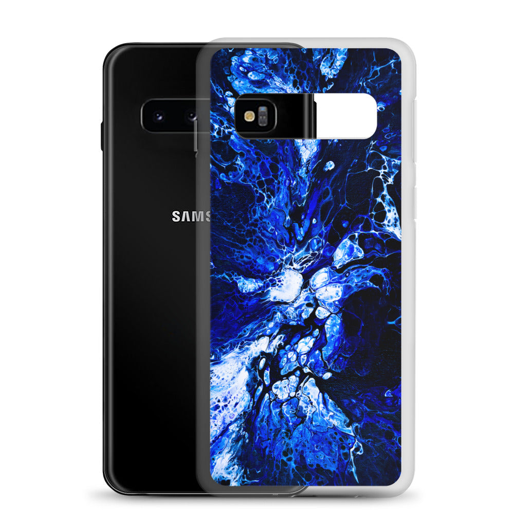 NightOwl Studio Custom Phone Case Compatible with Samsung Galaxy, Slim Cover for Wireless Charging, Drop and Scratch Resistant, Blue Burst