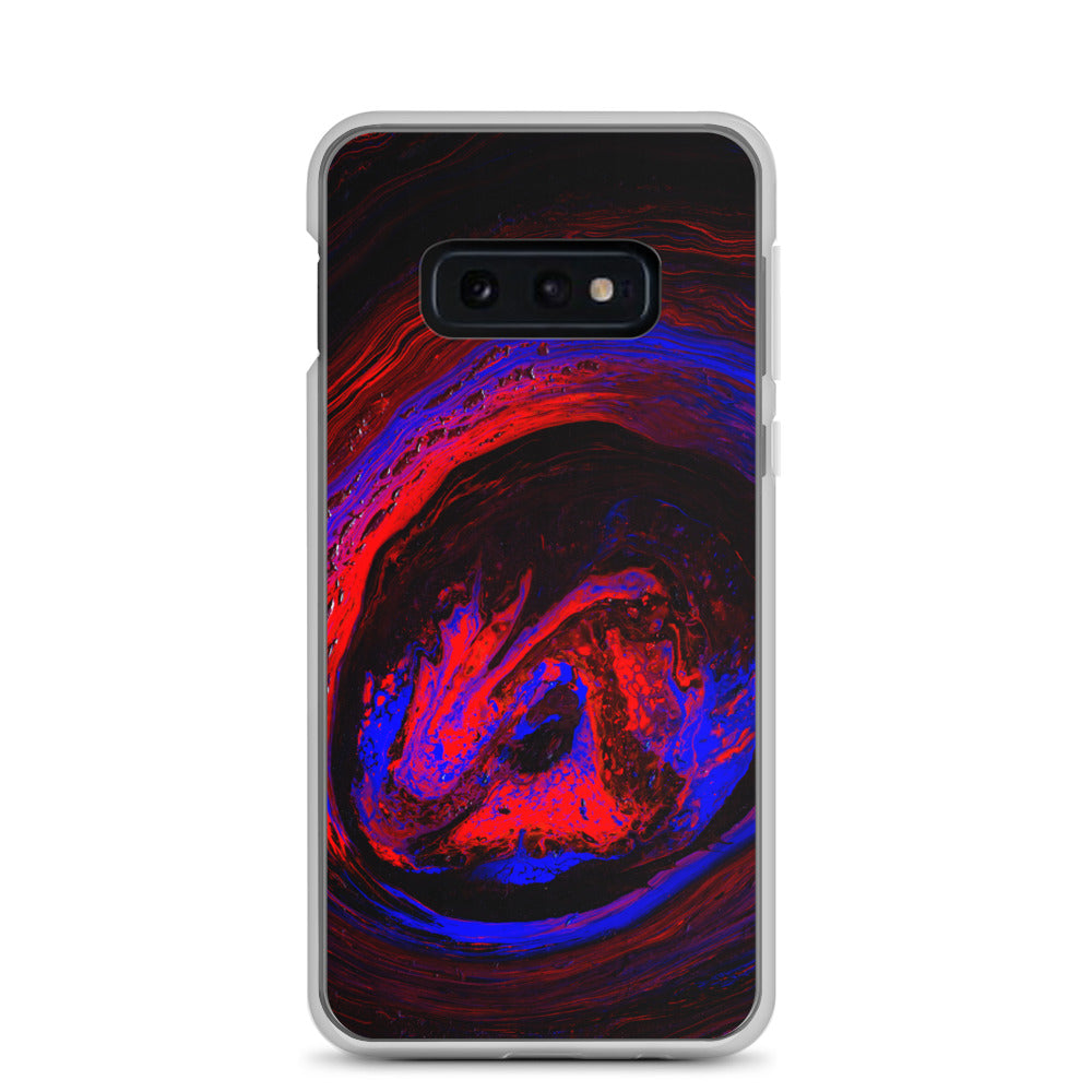 NightOwl Studio Custom Phone Case Compatible with Samsung Galaxy, Slim Cover for Wireless Charging, Drop and Scratch Resistant, Red Vortex