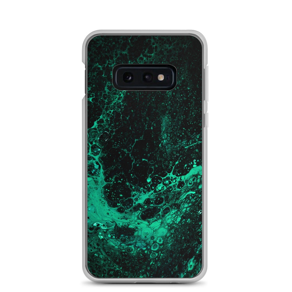 NightOwl Studio Custom Phone Case Compatible with Samsung Galaxy, Slim Cover for Wireless Charging, Drop and Scratch Resistant, Green Tide