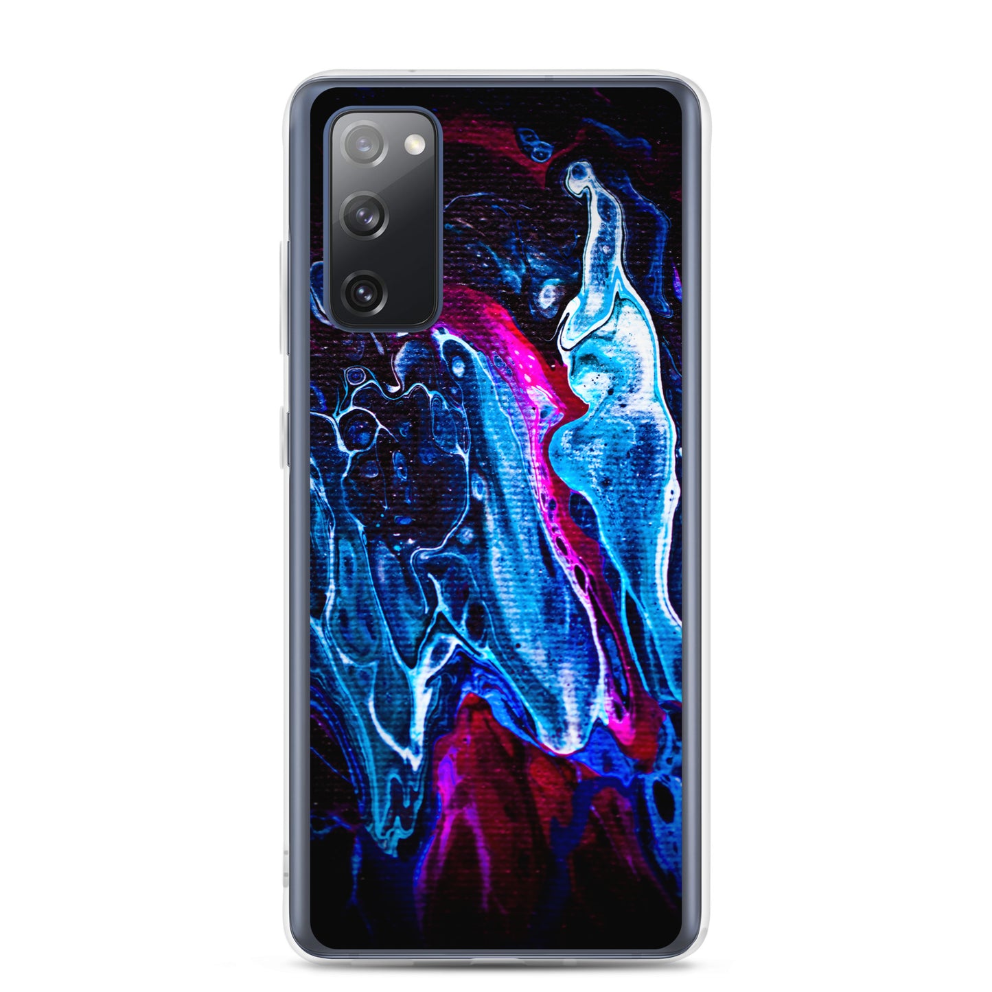 NightOwl Studio Custom Phone Case Compatible with Samsung Galaxy, Slim Cover for Wireless Charging, Drop and Scratch Resistant, Boho Art Colors, Blue Liquid