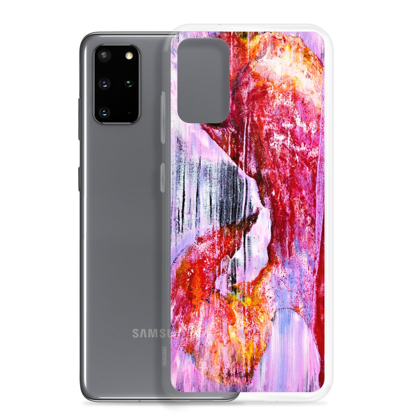 NightOwl Studio Custom Phone Case Compatible with Samsung Galaxy, Slim Cover for Wireless Charging, Drop and Scratch Resistant, Pink Rain