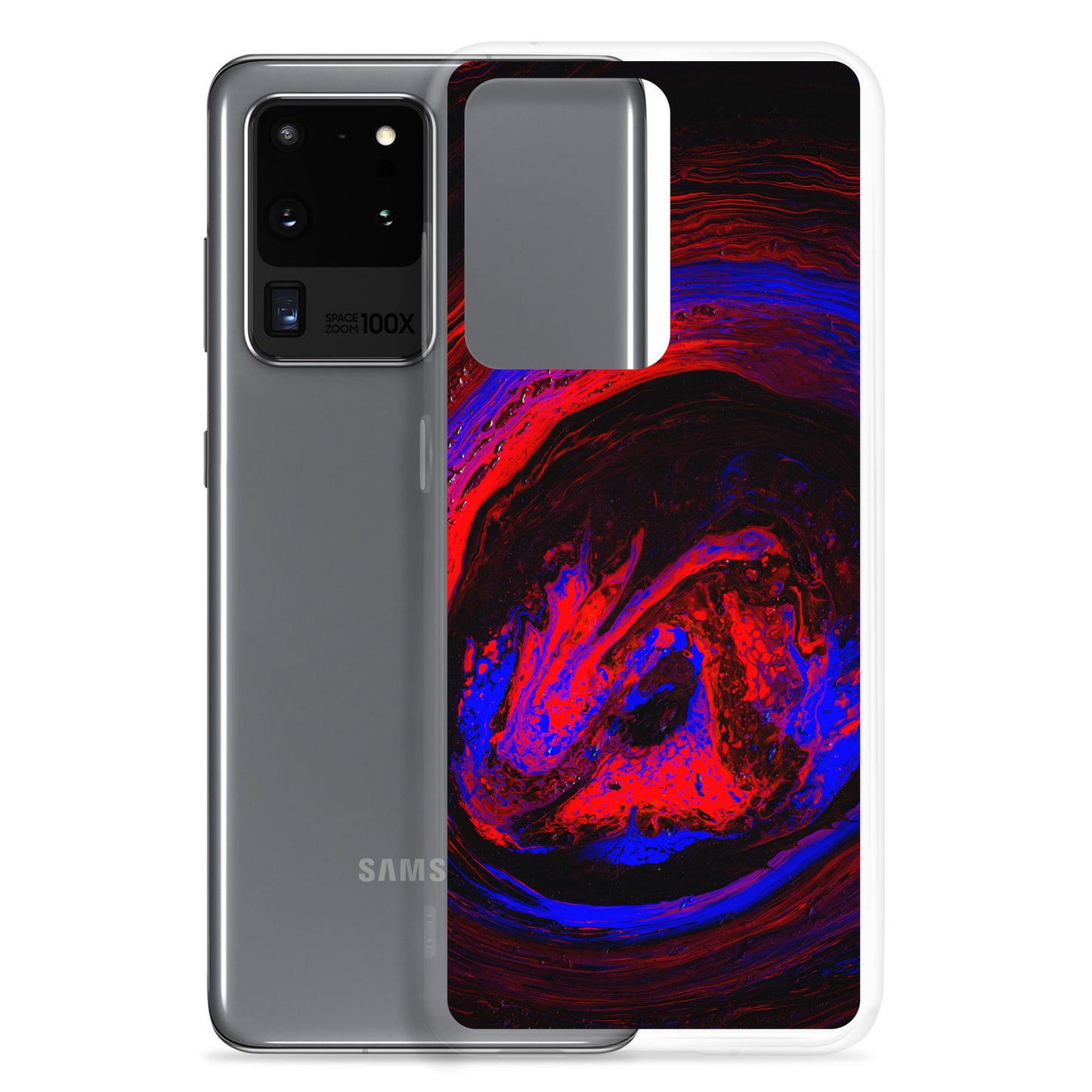 NightOwl Studio Custom Phone Case Compatible with Samsung Galaxy, Slim Cover for Wireless Charging, Drop and Scratch Resistant, Red Vortex