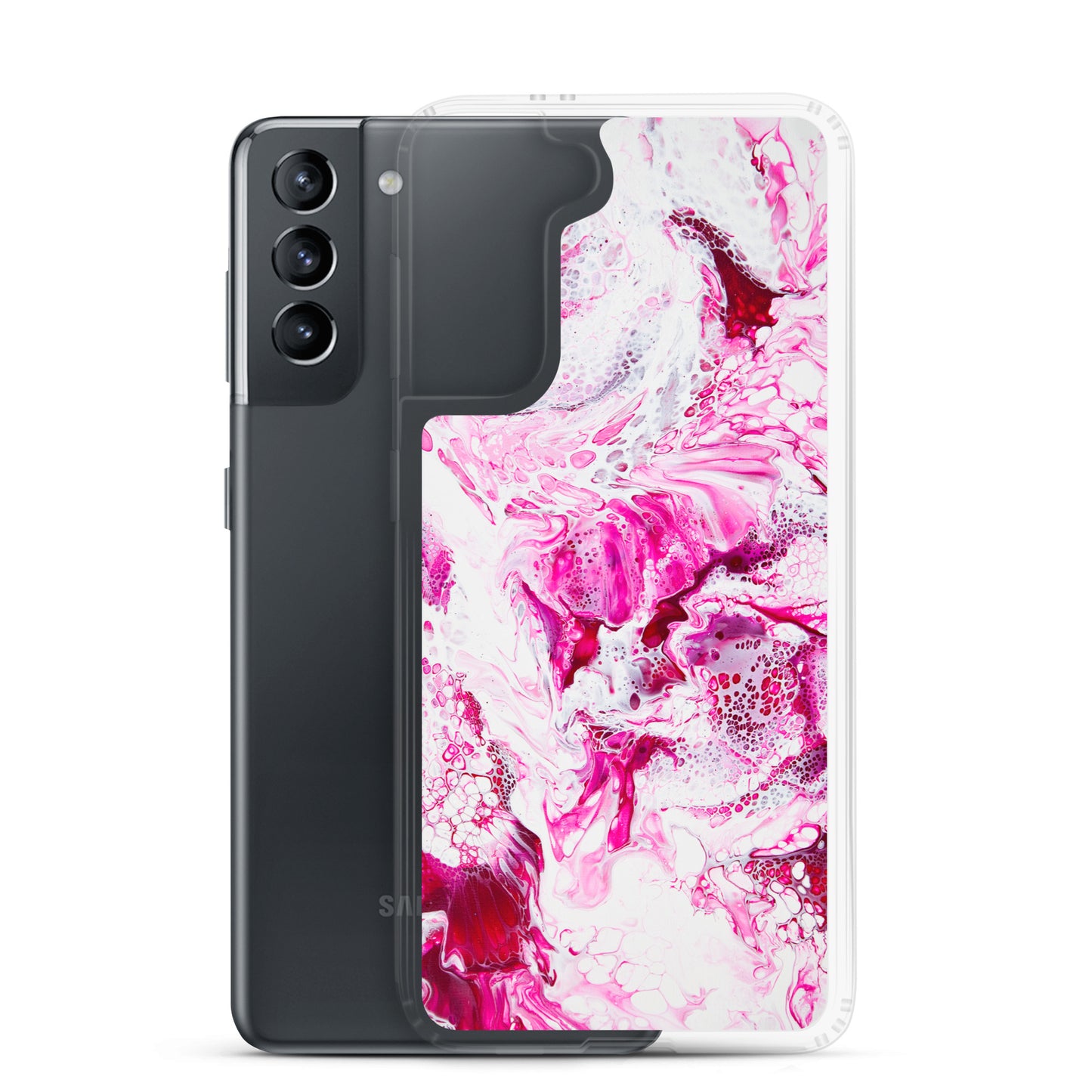 NightOwl Studio Custom Phone Case Compatible with Samsung Galaxy, Slim Cover for Wireless Charging, Drop and Scratch Resistant, Pink Distortion