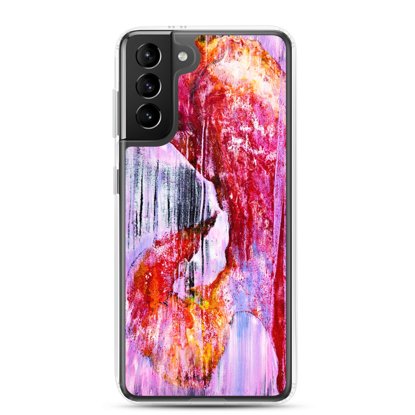 NightOwl Studio Custom Phone Case Compatible with Samsung Galaxy, Slim Cover for Wireless Charging, Drop and Scratch Resistant, Pink Rain