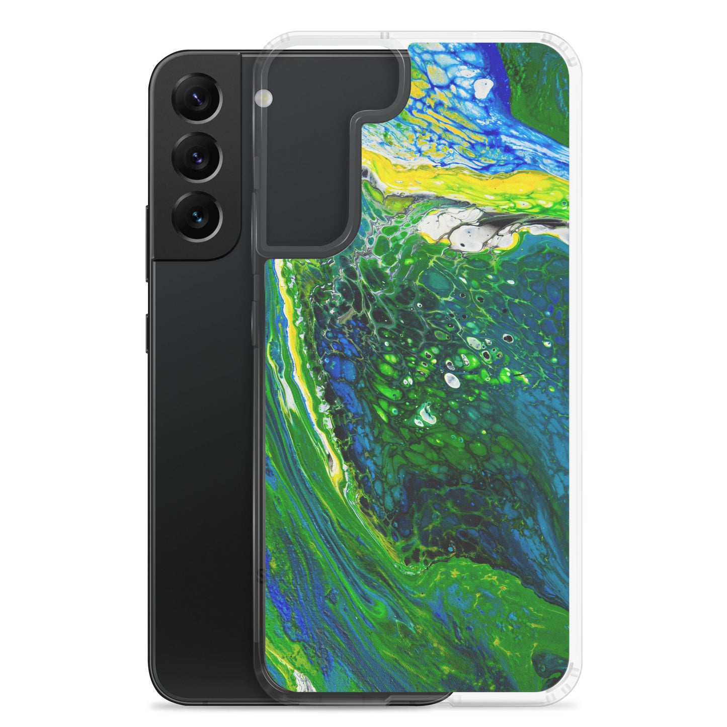 NightOwl Studio Custom Phone Case Compatible with Samsung Galaxy, Slim Cover for Wireless Charging, Drop and Scratch Resistant, Green Stream