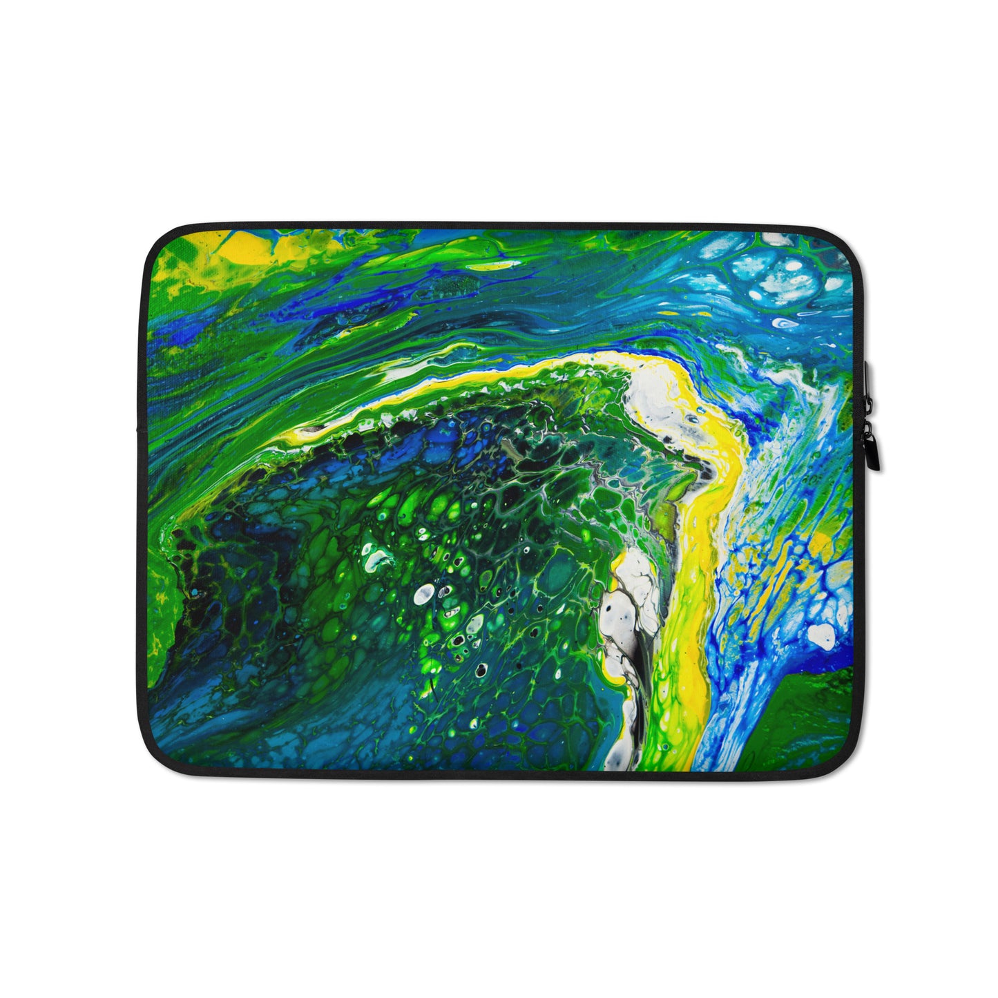 NightOwl Studio Padded Laptop Sleeve with Faux Fur Lining, 13 and 15 Inch Covers for Portable Computers and Large Tablets, Slim and Portable Neoprene for Work, Travel, or Gaming, Green Stream