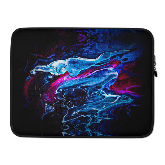NightOwl Studio Padded Laptop Sleeve with Faux Fur Lining, 13 and 15 Inch Covers for Portable Computers and Large Tablets, Slim and Portable Neoprene for Work, Travel, or Gaming, Blue Liquid
