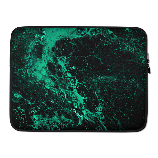 NightOwl Studio Padded Laptop Sleeve with Faux Fur Lining, 13 and 15 Inch Covers for Portable Computers and Large Tablets, Slim and Portable Neoprene for Work, Travel, or Gaming, Green Tide