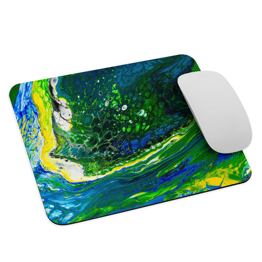 NightOwl Studio Abstract Mouse Pad, Soft Polyester Surface, Slim Natural Rubber Base, Supreme Grip, Green Stream