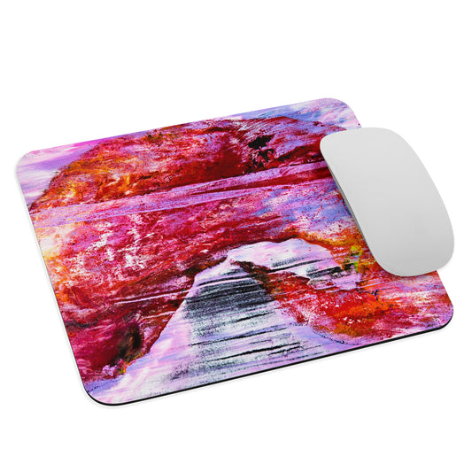 NightOwl Studio Abstract Mouse Pad, Soft Polyester Surface, Slim Natural Rubber Base, Supreme Grip, Pink Rain