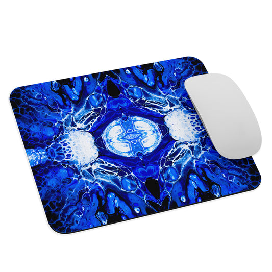 NightOwl Studio Abstract Mouse Pad, Soft Polyester Surface, Slim Natural Rubber Base, Supreme Grip, Blue Nucleus
