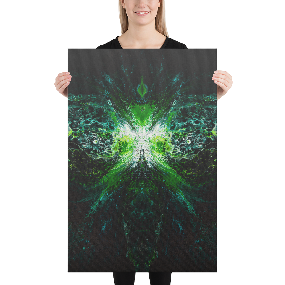 NightOwl Studio Abstract Wall Art, Green Lantern, Boho Living Room, Bedroom, Office, and Home Decor, Premium Canvas with Wooden Frame, Acrylic Painting Reproduction, 24” x 36”