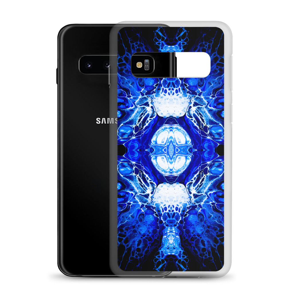 NightOwl Studio Custom Phone Case Compatible with Samsung Galaxy, Slim Cover for Wireless Charging, Drop and Scratch Resistant, Blue Nucleus